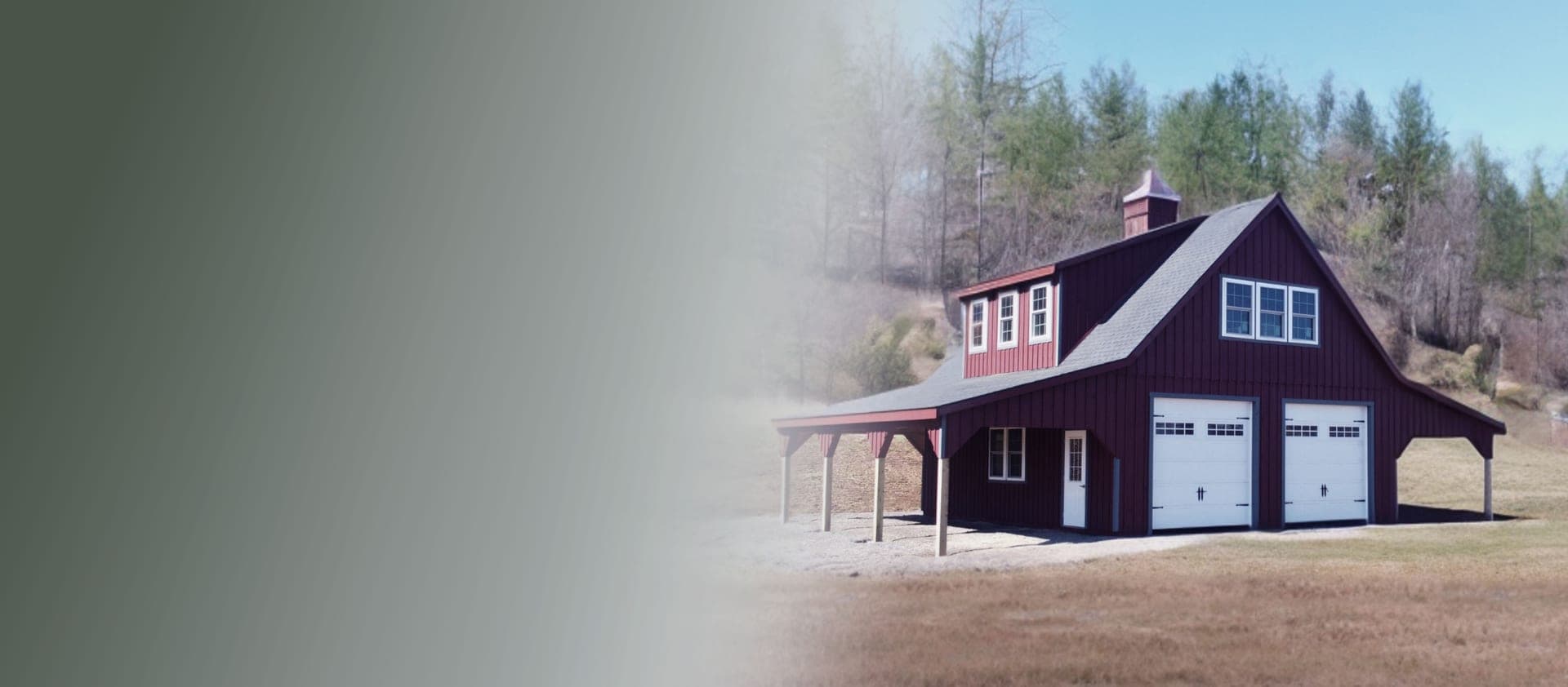 Large Amish-built barn with garage doors